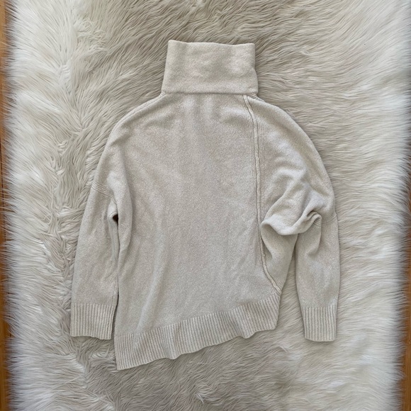 Allsaints FLAW Wool Blend Cream White Lock Roll Neck Asymmetric Sweater - Picture 7 of 12